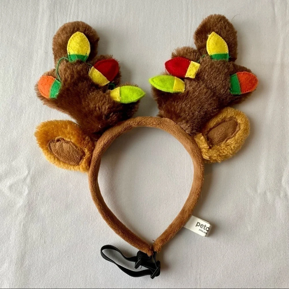 Dog christmas stocking & dog reindeer antlers size M/L with christmas lights
